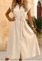 Koszulowa Rochie mini z paskiem Sandy Babe bej