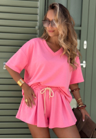 Wiskozowy Compleu de trening masełko Tricou i krótkie spodenki Willy neon róż