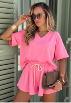Wiskozowy Compleu de trening masełko Tricou i krótkie spodenki Willy neon róż