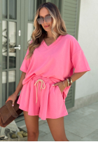 Wiskozowy Compleu de trening masełko Tricou i krótkie spodenki Willy neon róż