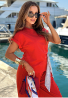 Compleu Bluză z wiązaną apaszką i Pantaloni Sunny Dreams mokka