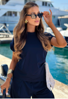 Compleu Bluză z wiązaną apaszką i Pantaloni Sunny Dreams mokka