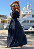 Rochie maxi Cu croială spaniolă z falbankami Santa Ritta albă