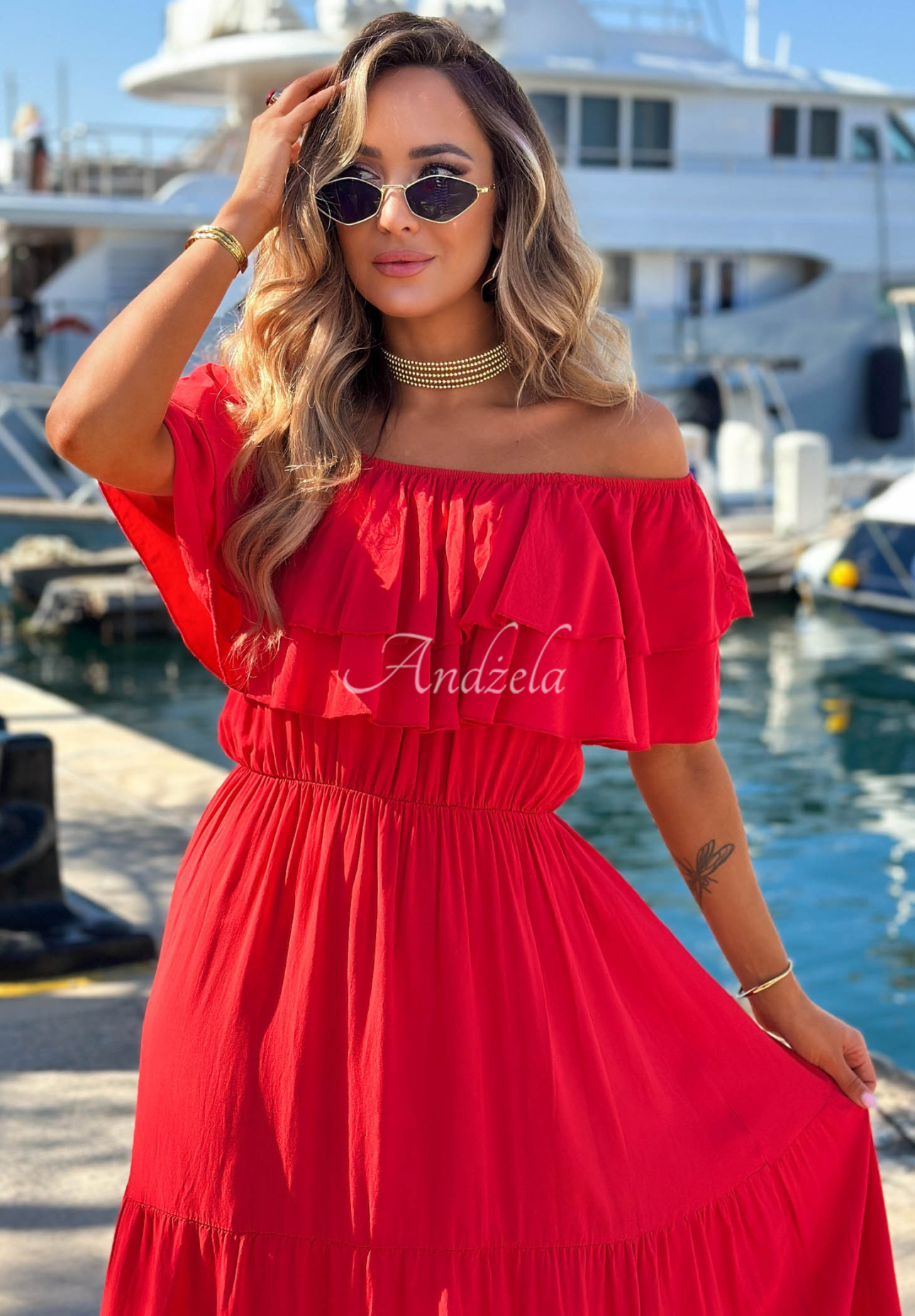 Rochie spaniolă din viscoză cu volănașe Santa Ritta