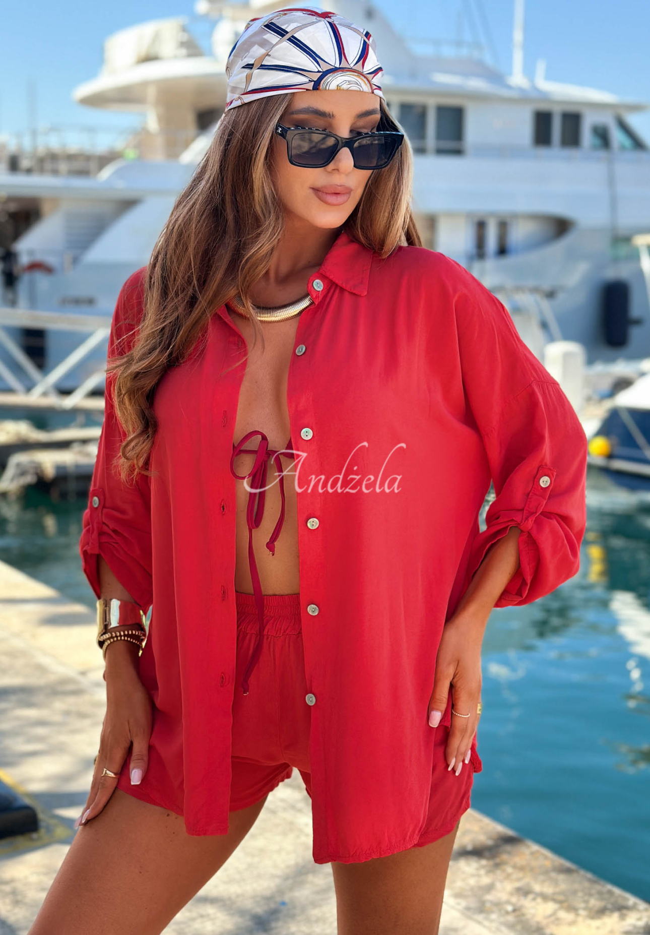 Set din viscoză cămașă și pantaloni scurți Summer Essence