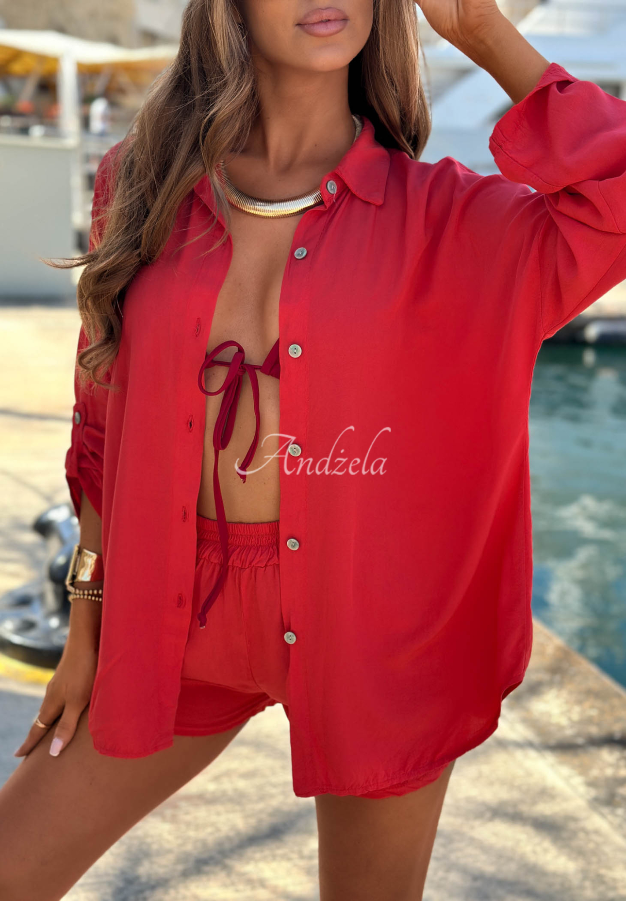 Set din viscoză cămașă și pantaloni scurți Summer Essence