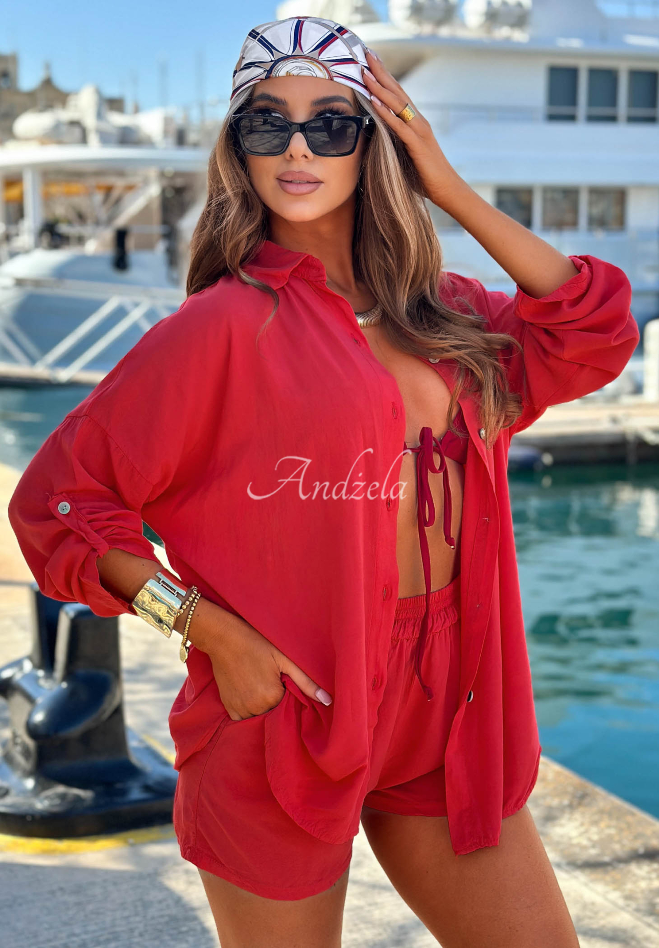 Set din viscoză cămașă și pantaloni scurți Summer Essence