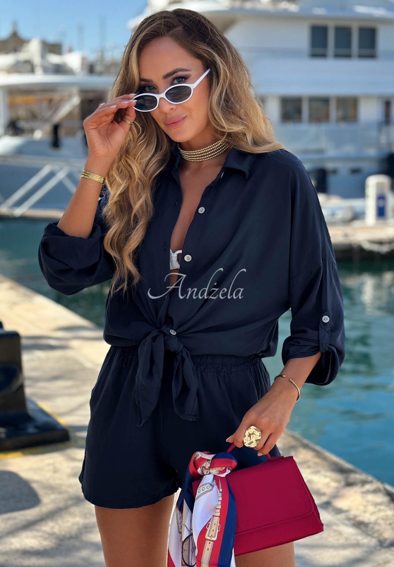 Set din viscoză cămașă și pantaloni scurți Summer Essence