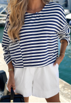Scurtă Hanorac w paski z kieszenią Sail Winds biało-bluemarin