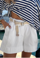 Krótkie din material textil spodenki z paskiem Safari Sun bej