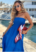 Rochie maxi bez ramiączek Cara Mia albastru cobalt