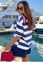 Tricou w paski Marine Life biało-bluemarin