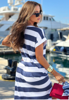 Rochie midi w paski Marine Life biało-bluemarin