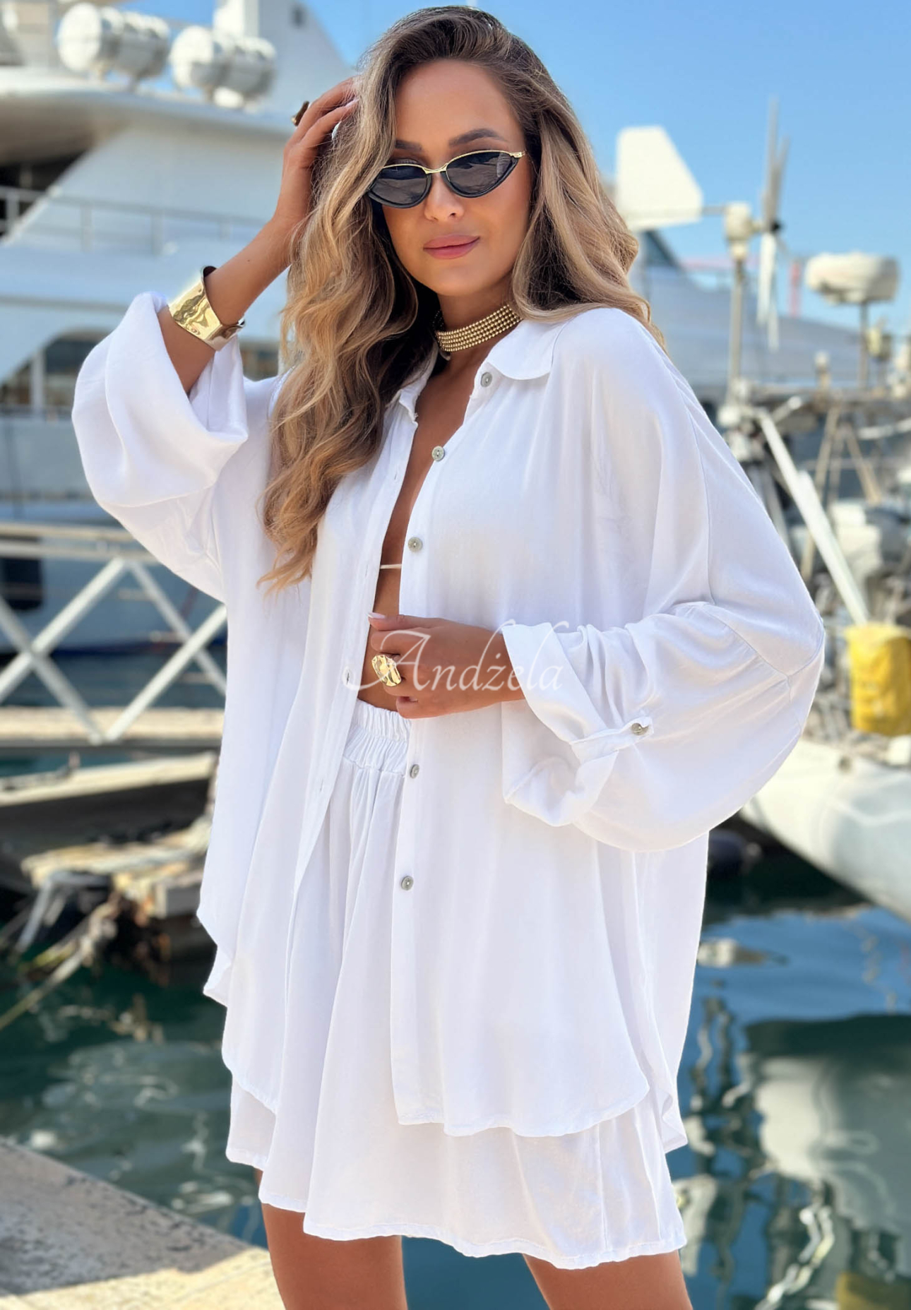 Set din viscoză cămașă și pantaloni scurți Sunbliss