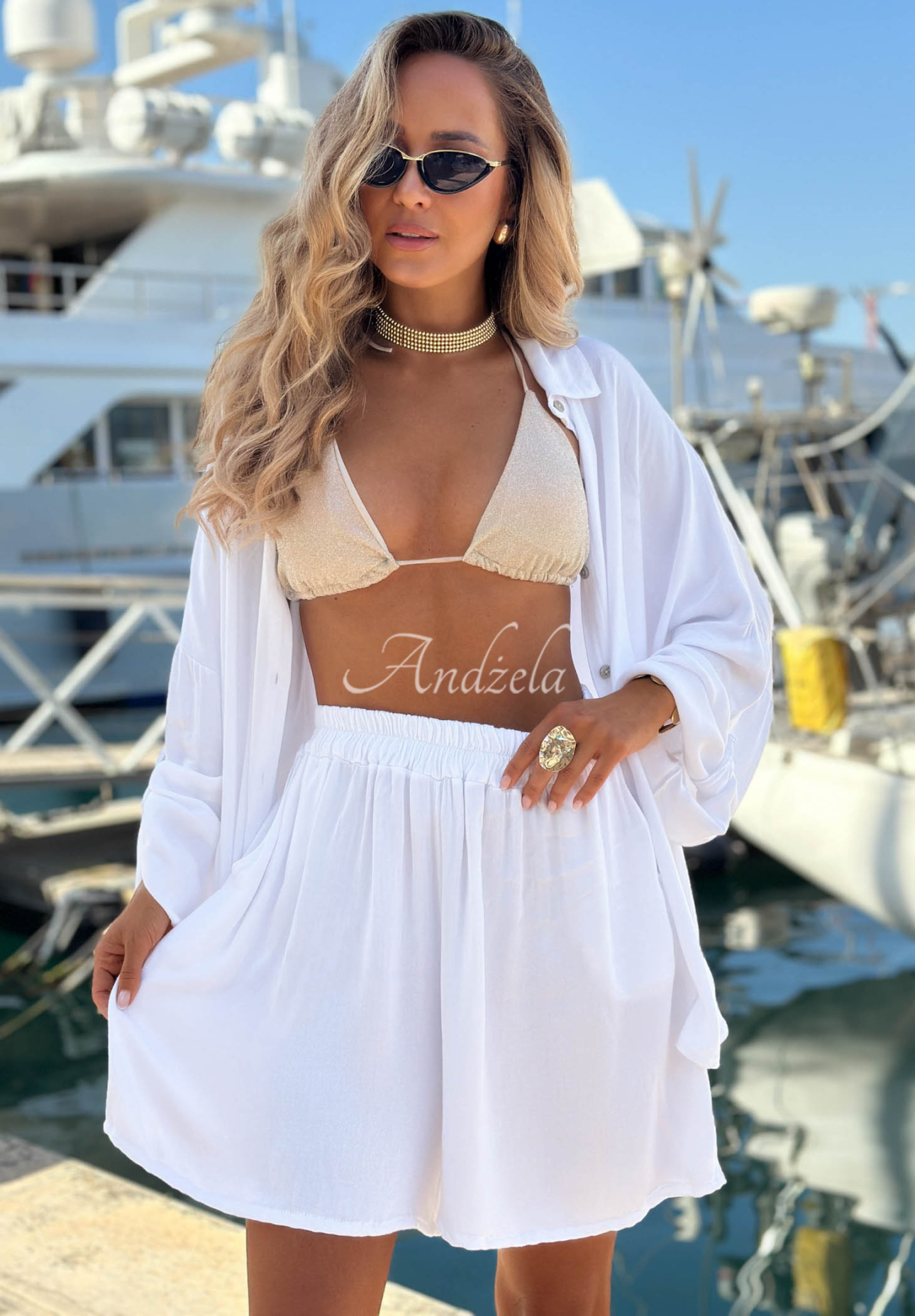 Set din viscoză cămașă și pantaloni scurți Sunbliss