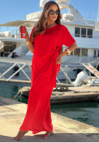 Compleu wiązana Bluză i Pantaloni wide leg Elite Holiday roșu