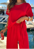 Compleu wiązana Bluză i Pantaloni wide leg Elite Holiday roșu
