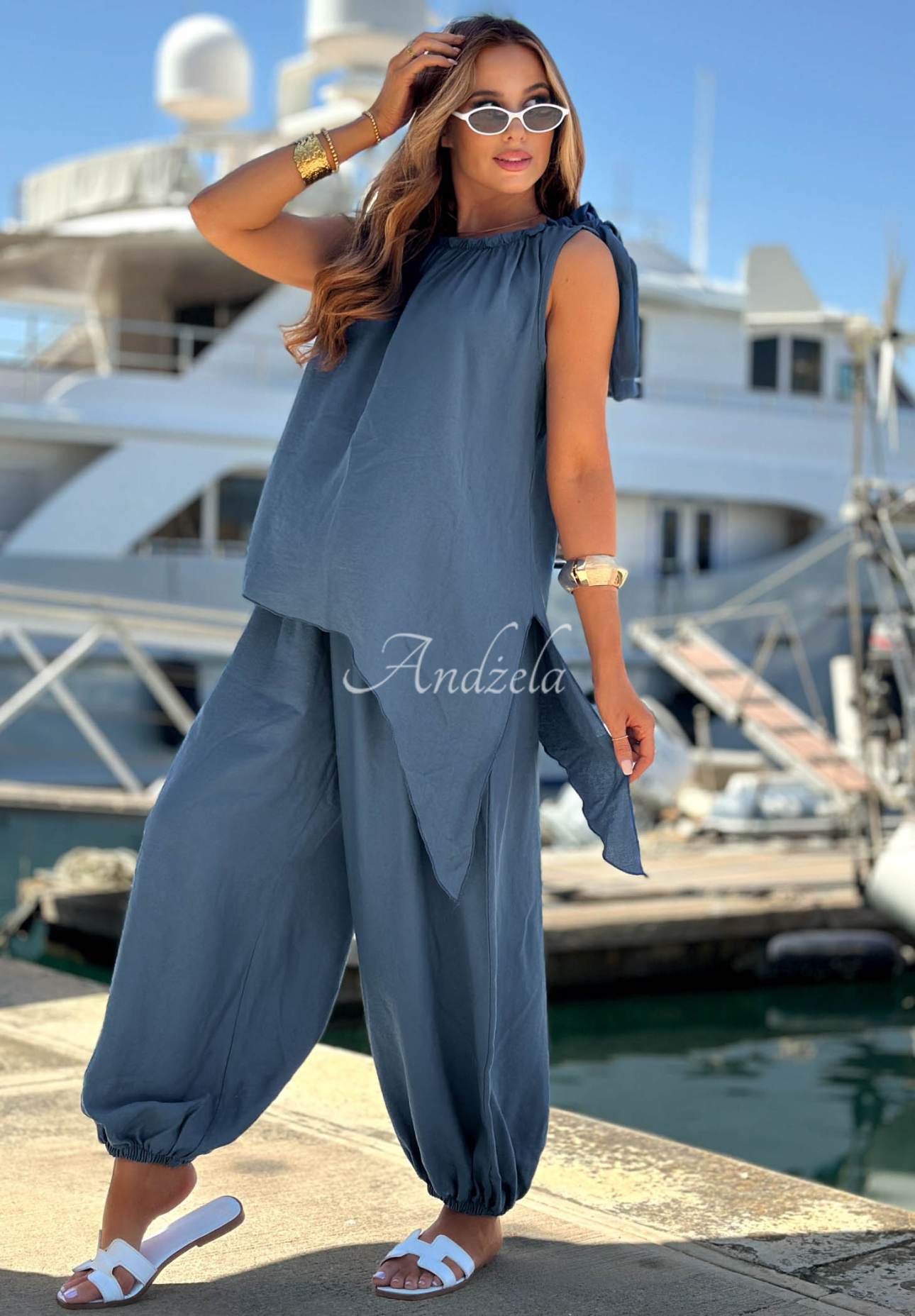 Set bluză și pantaloni jogger din viscoză Sun Flame
