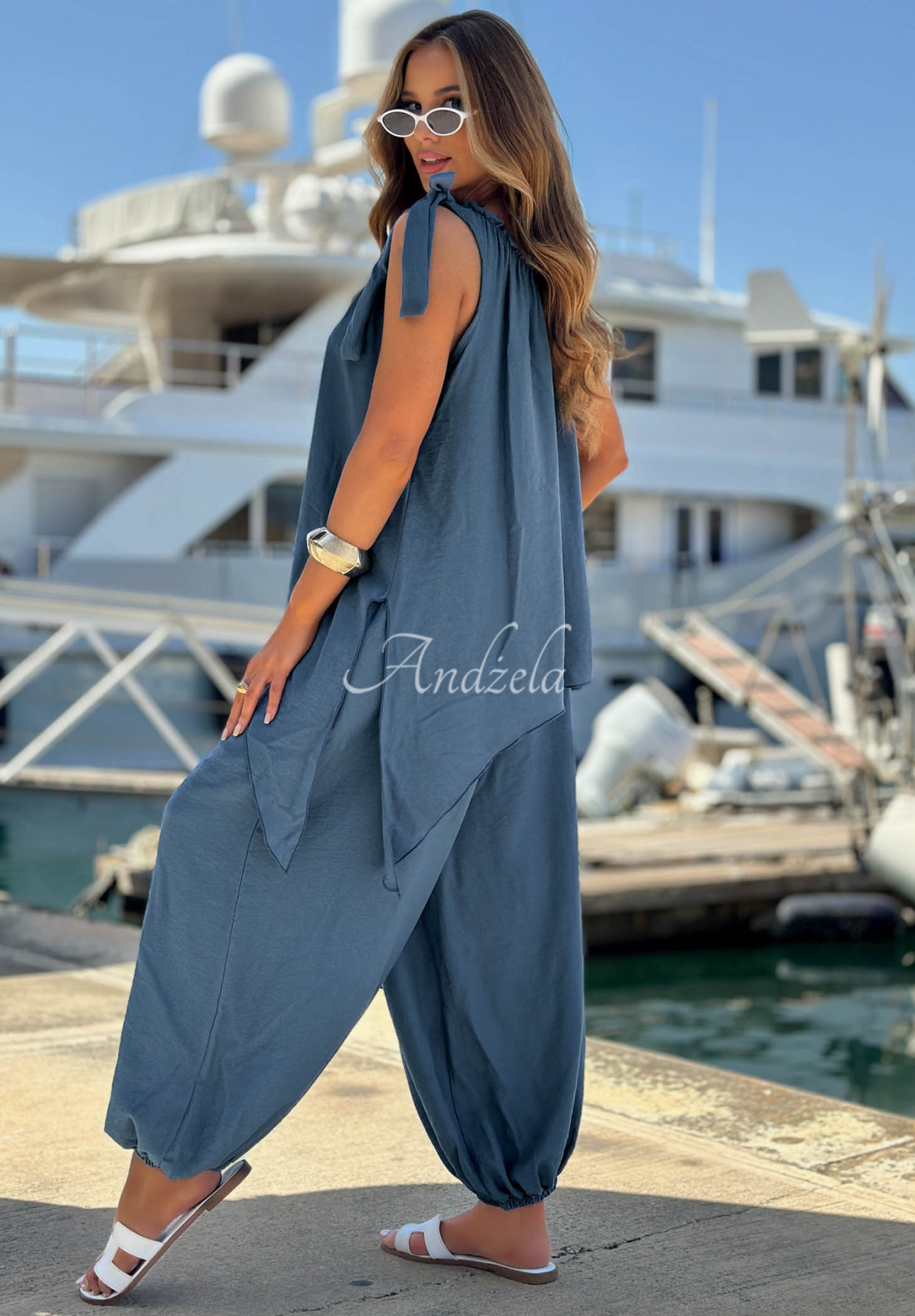 Set bluză și pantaloni jogger din viscoză Sun Flame
