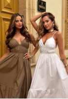 Bawełniana Rochie midi na ramiączkach Sunset Lagoon camel