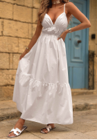 Bawełniana Rochie midi na ramiączkach Sunset Lagoon camel