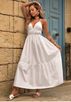 Bawełniana Rochie midi na ramiączkach Sunset Lagoon camel