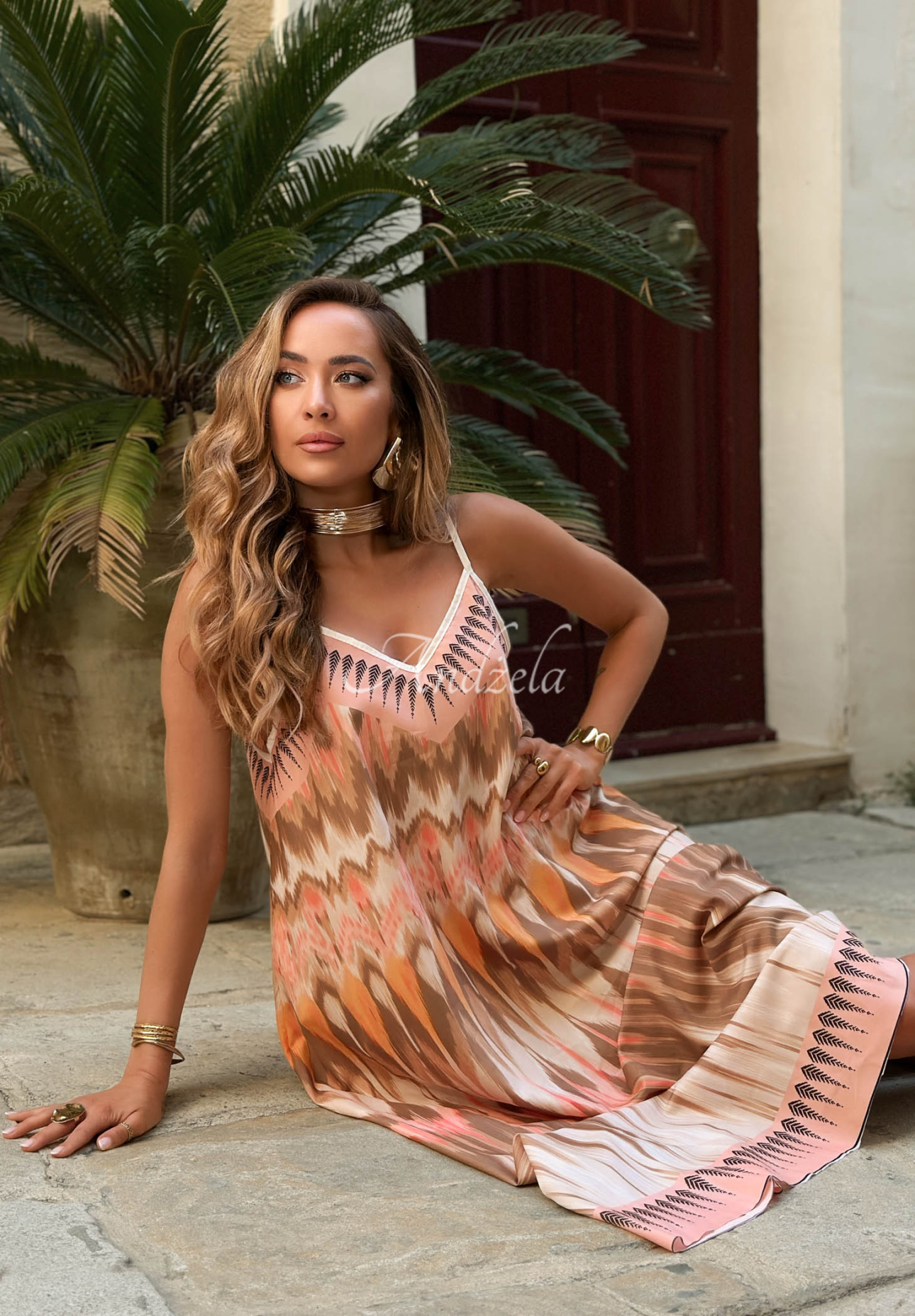 Rochie din viscoză cu bretele Sunny Sweet