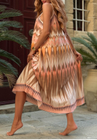 Wzorzysta Rochie na ramiączkach Sunny Sweet różowo-ciocolatie