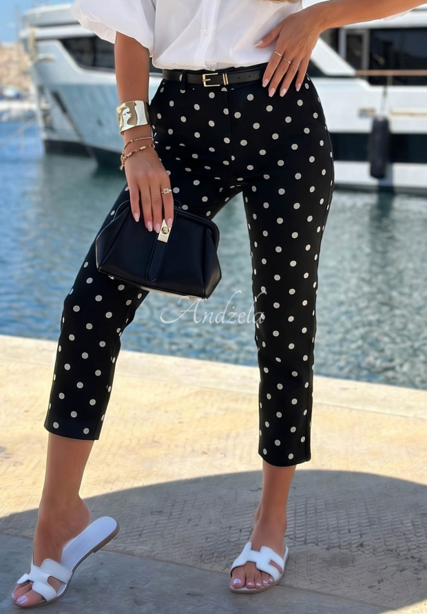 Pantaloni țigaretă din bumbac cu buline Sunny Bari