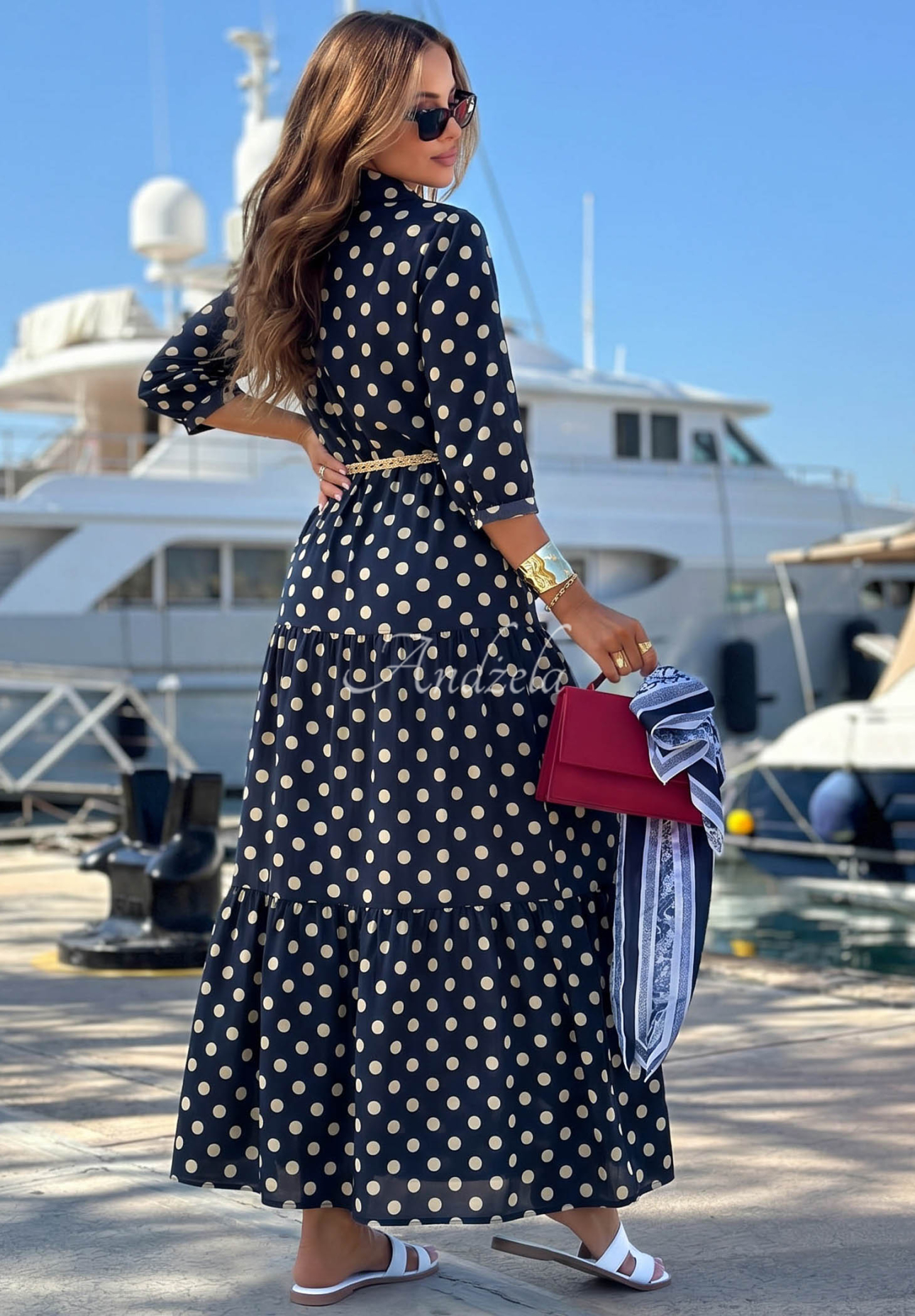 Rochie tip cămașă din bumbac cu buline Summer Dots