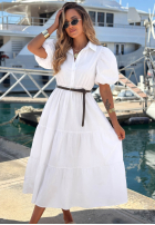 Koszulowa Rochie maxi z bufkami Summer Light bluemarin