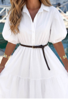 Koszulowa Rochie maxi z bufkami Summer Light bluemarin