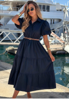 Koszulowa Rochie maxi z bufkami Summer Light bluemarin