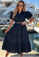 Koszulowa Rochie maxi z bufkami Summer Light bluemarin