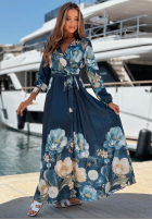 Rochie maxi satinată cu imprimeu floral Lagoon Flora