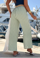 din material textil Pantaloni wide leg w paski El Marino biało-albastre