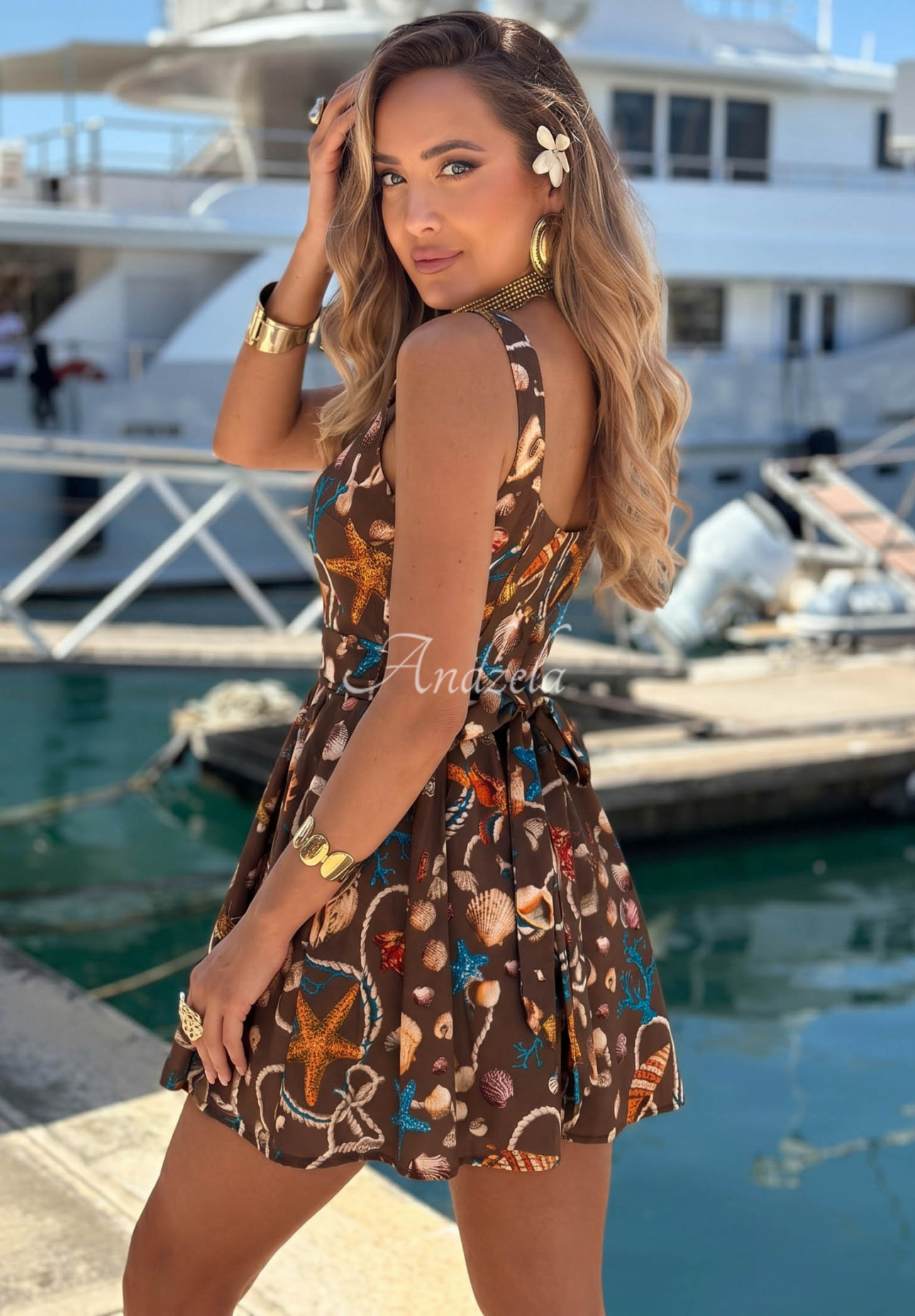 Rochie mini cu imprimeu cu bretele Shellsea