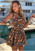 Wzorzysta Rochie mini na ramiączkach Shellsea ciocolatie