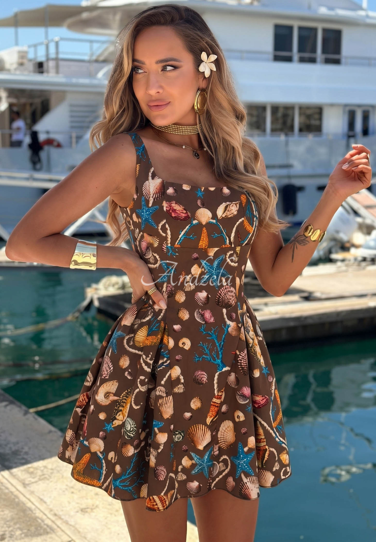 Rochie mini cu imprimeu cu bretele Shellsea