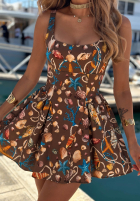 Wzorzysta Rochie mini na ramiączkach Shellsea ciocolatie
