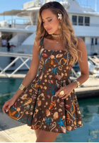 Wzorzysta Rochie mini na ramiączkach Shellsea ciocolatie