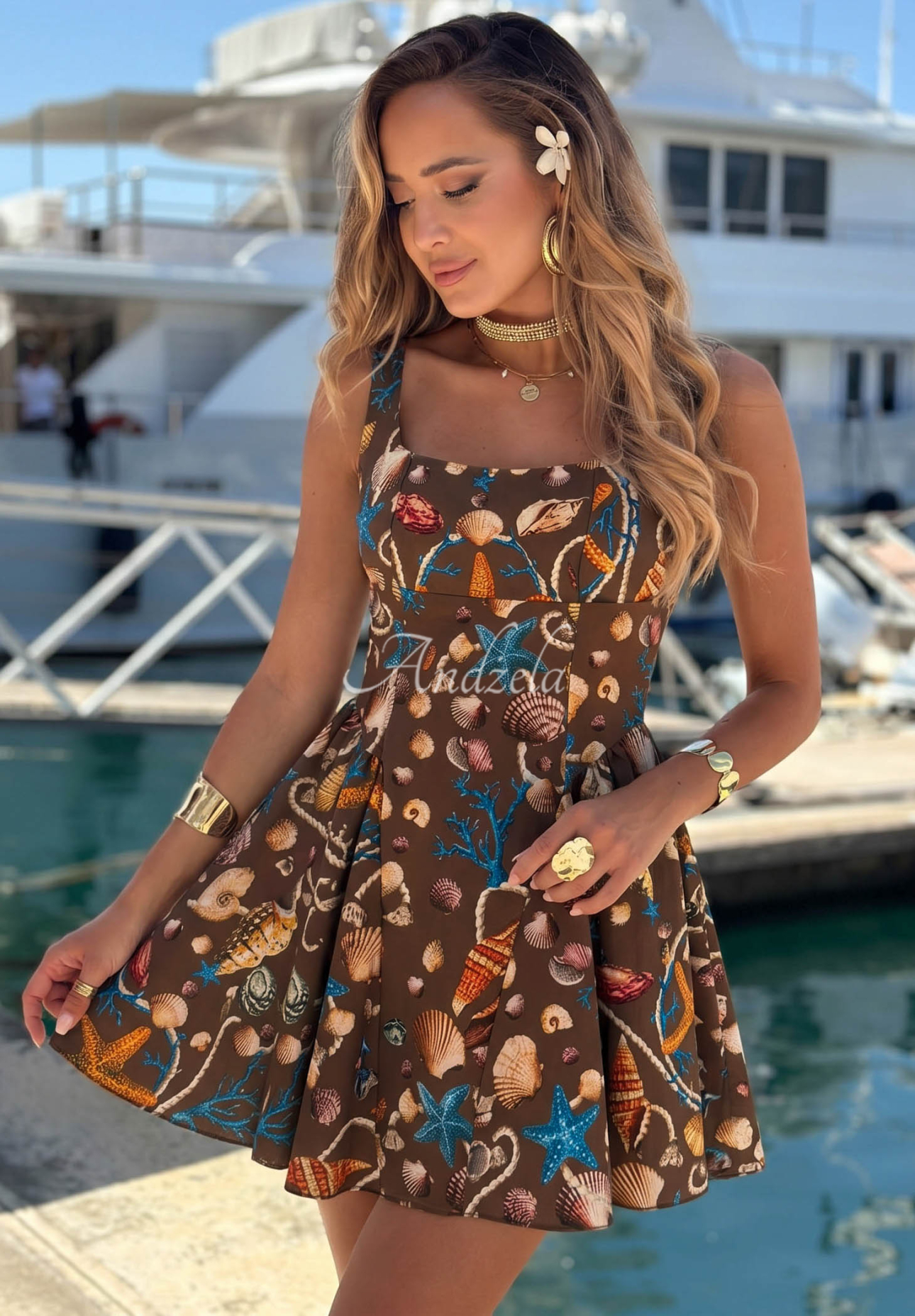 Rochie mini cu imprimeu cu bretele Shellsea