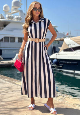 Rochie tip cămașă din bumbac în dungi Beach Picnic