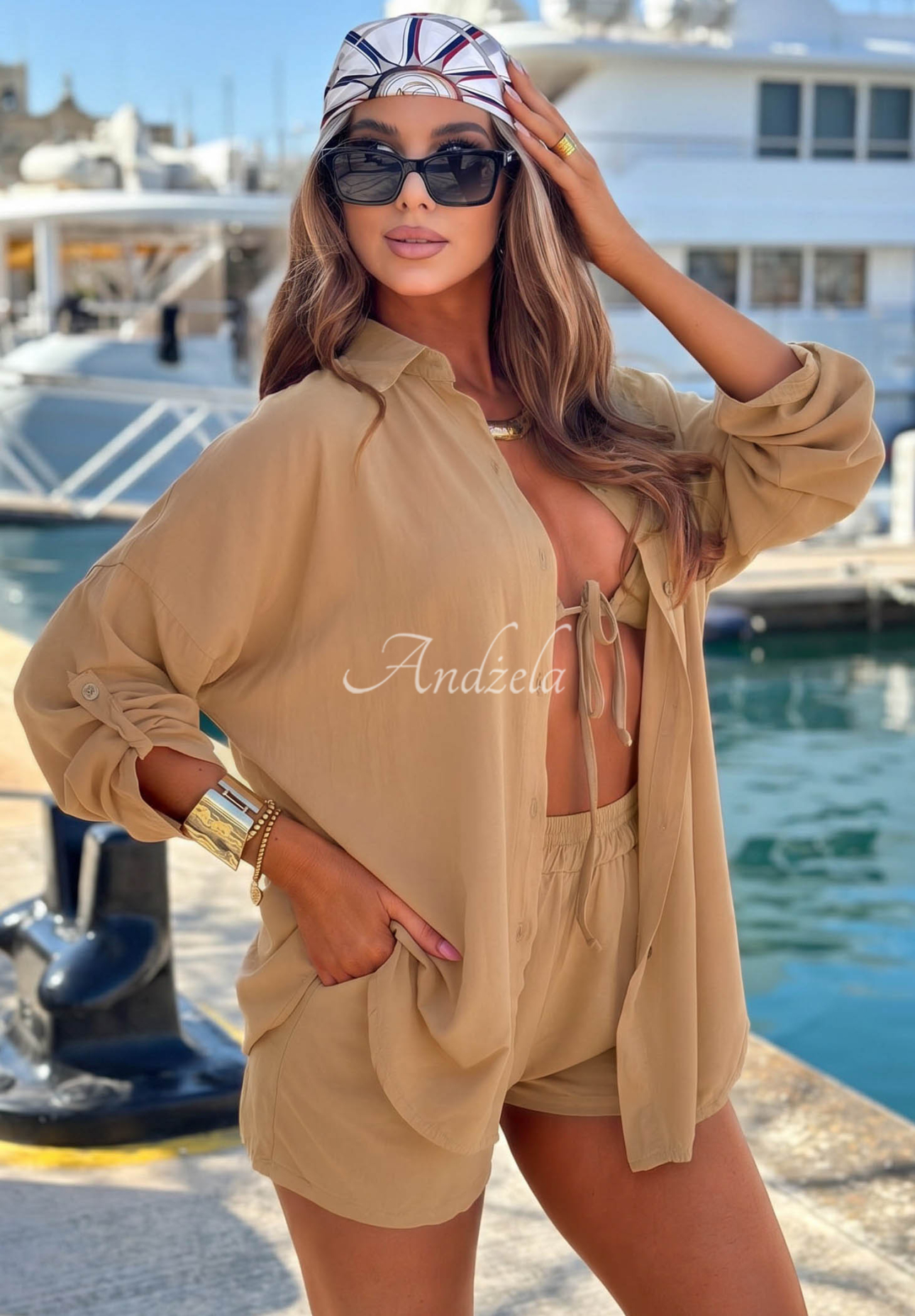 Set din viscoză cămașă și pantaloni scurți Summer Essence