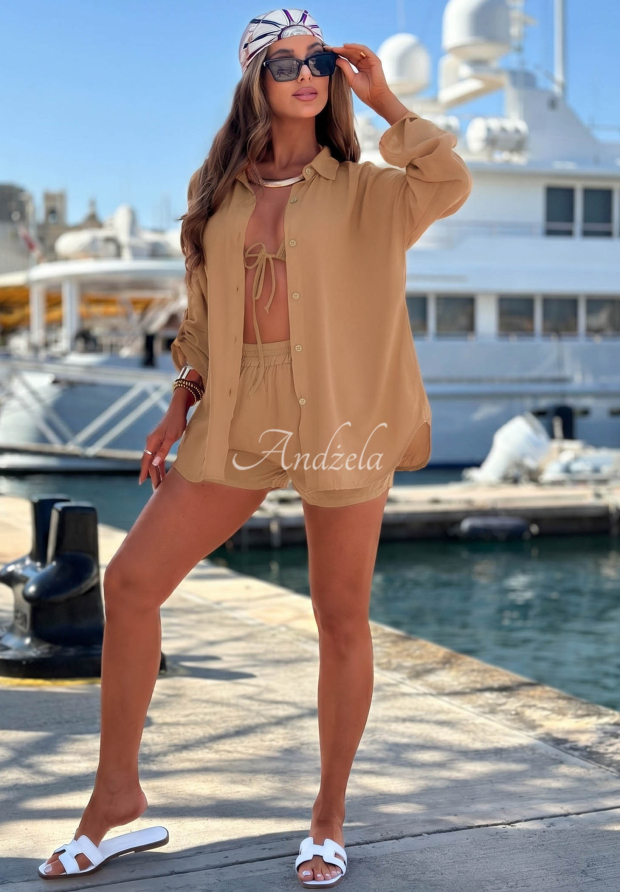 Set din viscoză cămașă și pantaloni scurți Summer Essence
