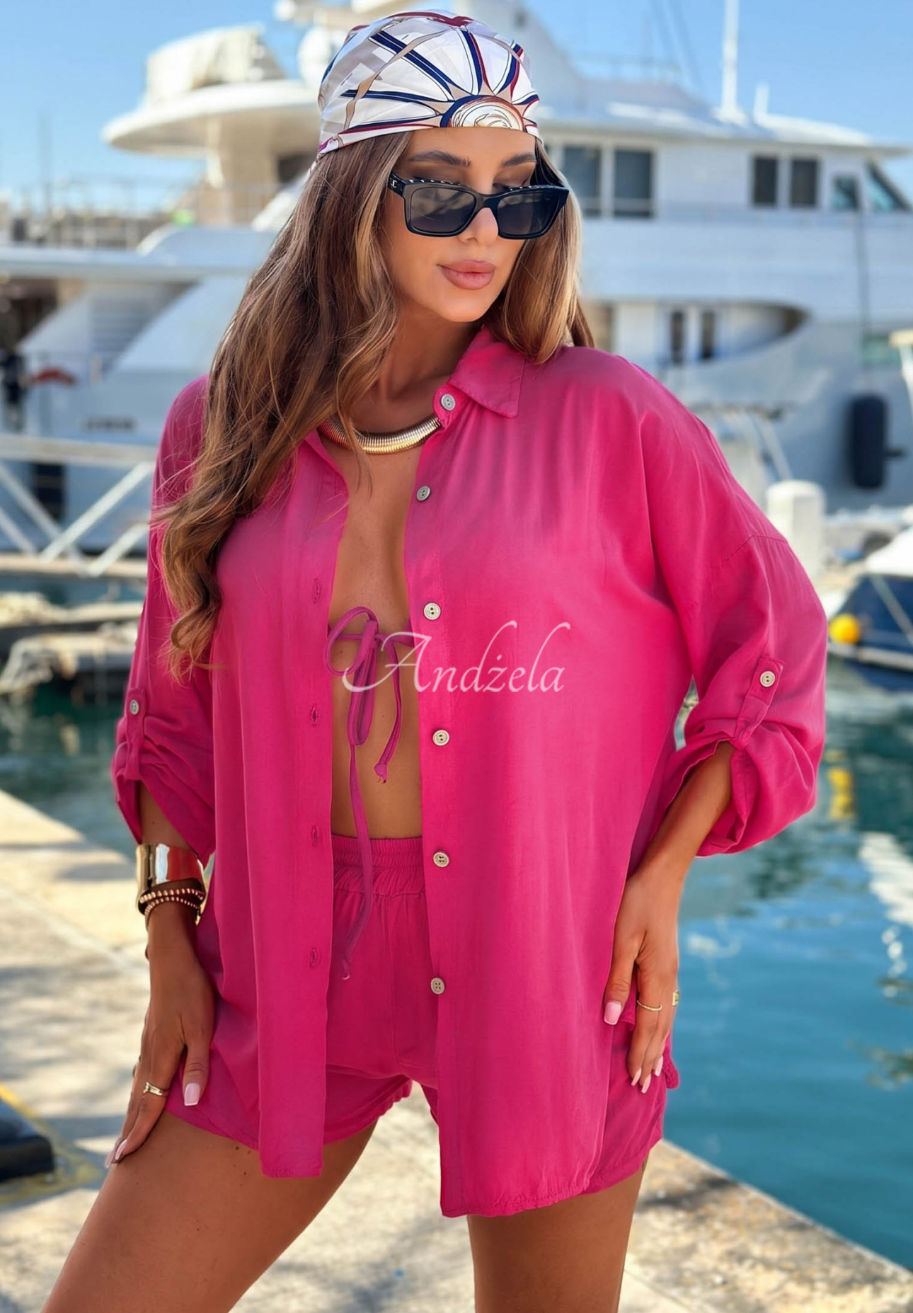 Set din viscoză cămașă și pantaloni scurți Summer Essence