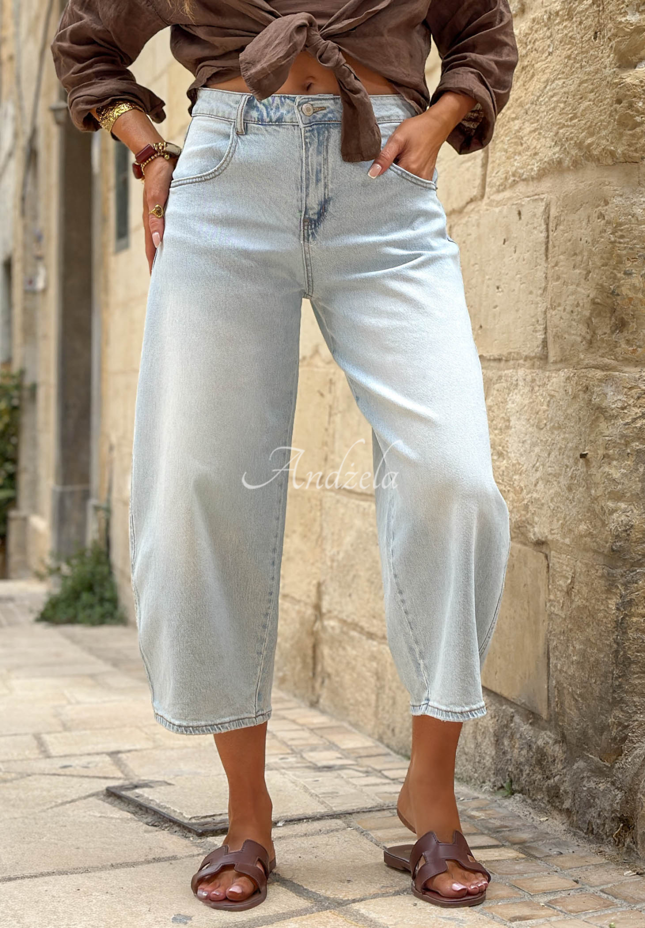 Pantaloni din denim balloon Let It Flow
