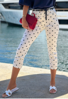 din material textil spodnie Pantaloni de tip țigaretă w Buline Spring Dots białe