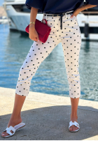 din material textil spodnie Pantaloni de tip țigaretă w Buline Spring Dots białe