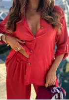 Set din viscoză Summer Skies format din cămașă și pantaloni wide leg